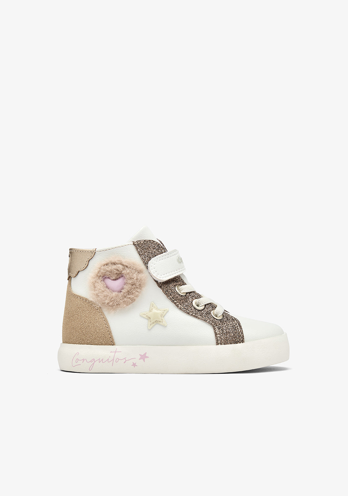 CONGUITOS ZAPATOS / SNEAKERS / BASKET SNEAKERS HIGH STRAP FUR HEART OFF WHITE