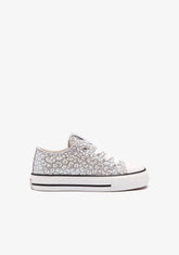 Silver Glitter Canvas Sneakers