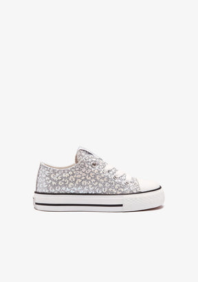 Silver Glitter Canvas Sneakers