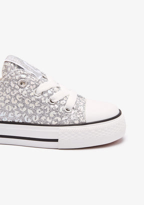 Silver Glitter Canvas Sneakers