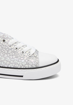 Silver Glitter Canvas Sneakers