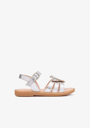 Sandales papillon pailletées argent