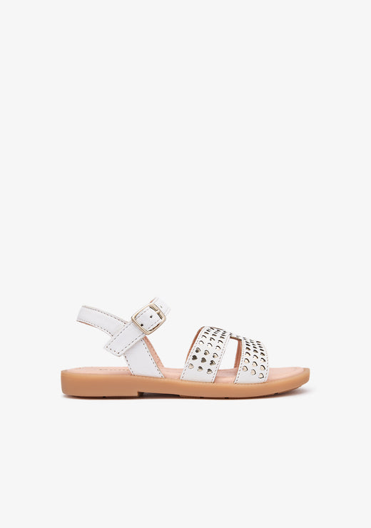 White Gold Hearts Sandals