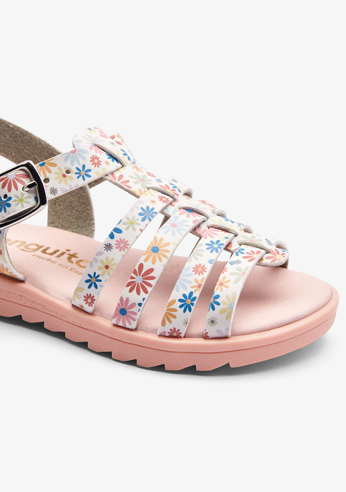 White Floral Strip Sandals