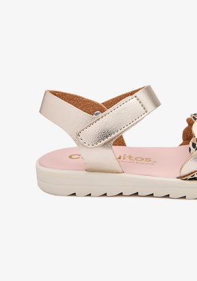 Goldene Leoparden-Zopfsandalen