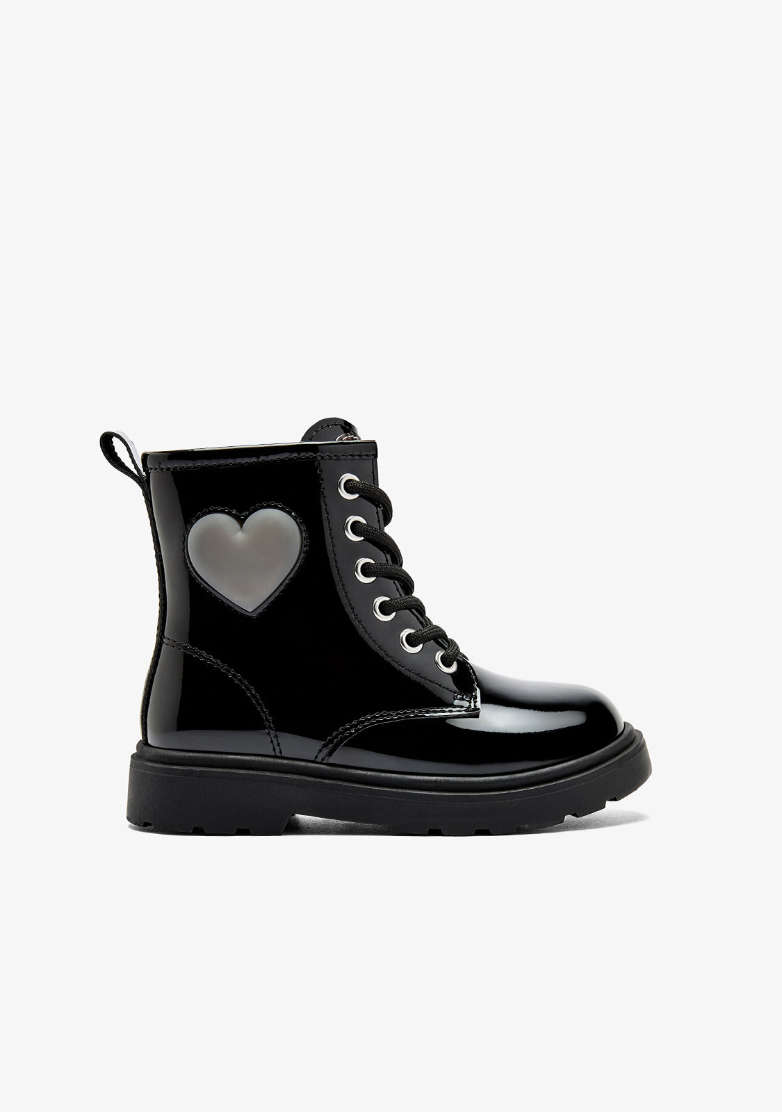 Black Patent Heart Trooper Boots with Lights