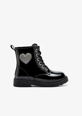 Black Patent Heart Trooper Boots with Lights