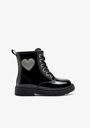 Black Patent Heart Trooper Boots with Lights