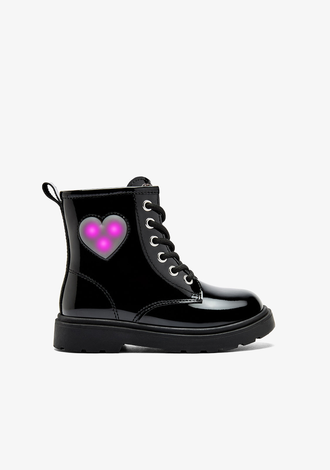 Black Patent Heart Trooper Boots with Lights