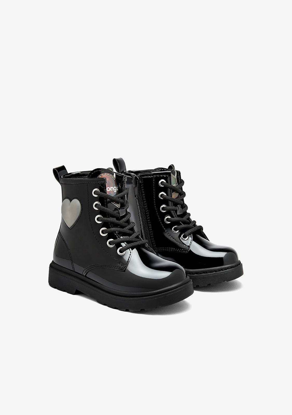 Black Patent Heart Trooper Boots with Lights