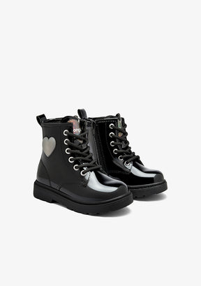 Black Patent Heart Trooper Boots with Lights