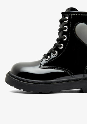 Black Patent Heart Trooper Boots with Lights