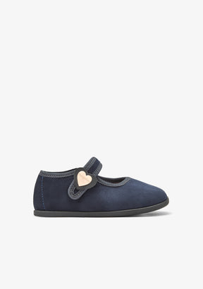 CONGUITOS ZAPATOS / MERCEDITAS Navy Barefoot Mary Janes with Hear