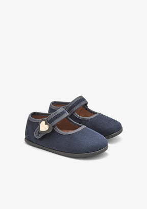 Mary Jane barefoot blu navy con cuore