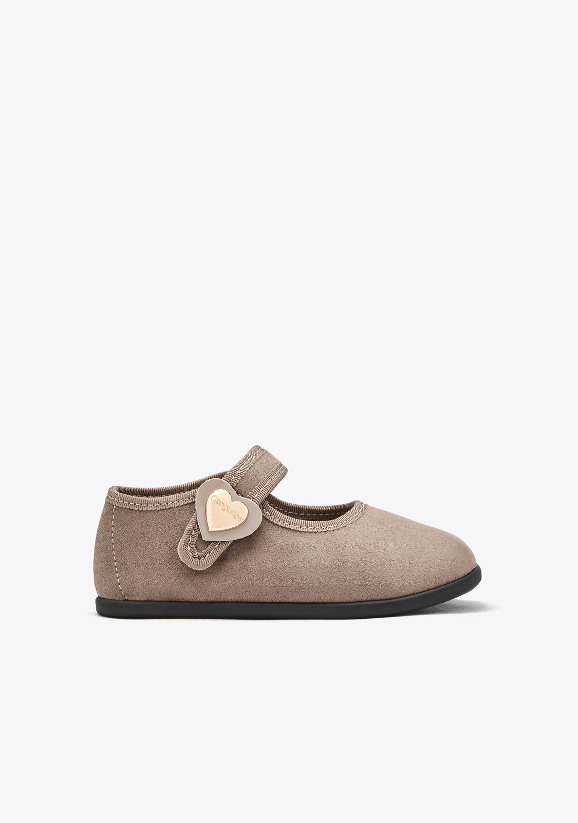CONGUITOS ZAPATOS / MERCEDITAS Taupe Barefoot Mary Janes with Heart