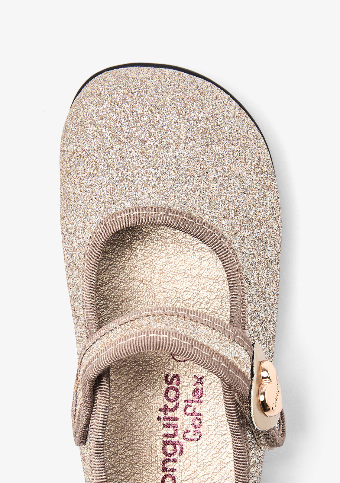 Mary Jane barefoot dorate glitterate con cuore
