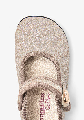 Mary Jane barefoot dorate glitterate con cuore