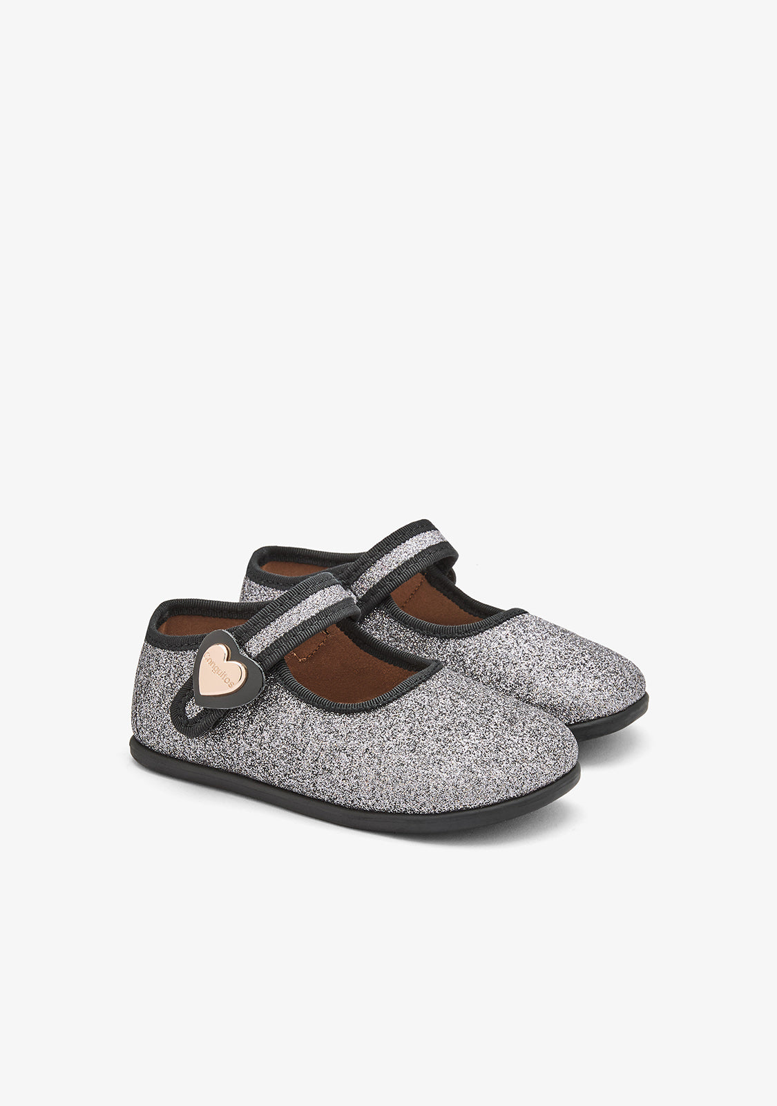 Mary Jane barefoot argentate glitterate con cuore