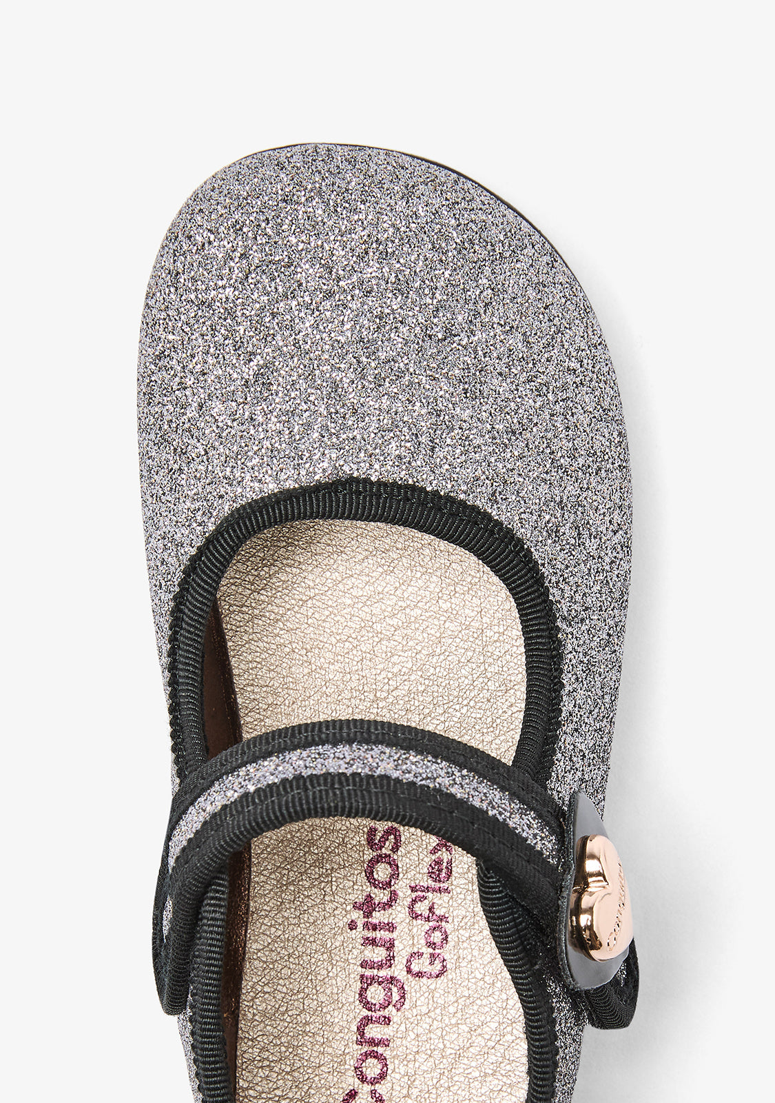 Mary Jane barefoot argentate glitterate con cuore