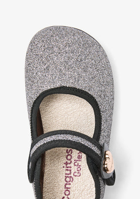 Mary Jane barefoot argentate glitterate con cuore