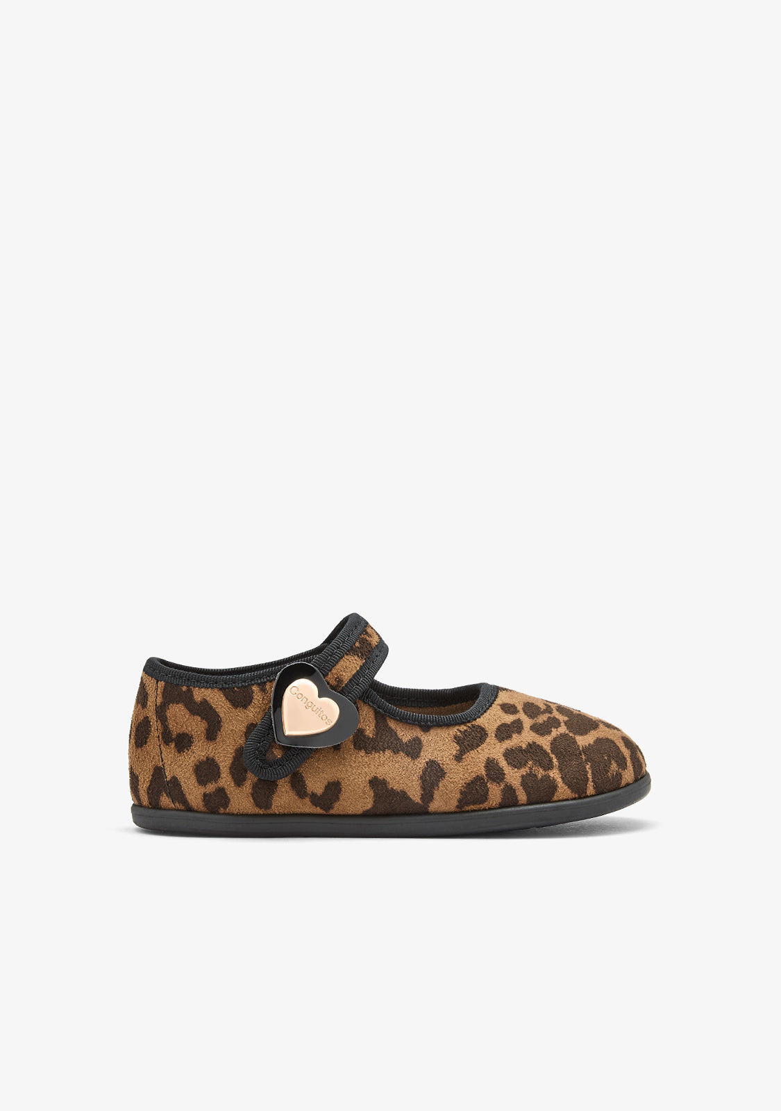 CONGUITOS ZAPATOS / MERCEDITAS Leopard Print Barefoot Mary Janes with Heart