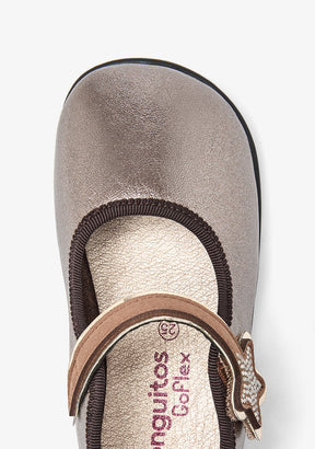 Kupferfarbene Metallic-Barfuß-Mary-Janes mit Stern