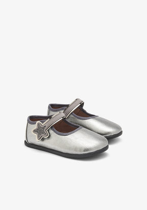 Mary Jane barefoot grigio peltro metallizzato con stella