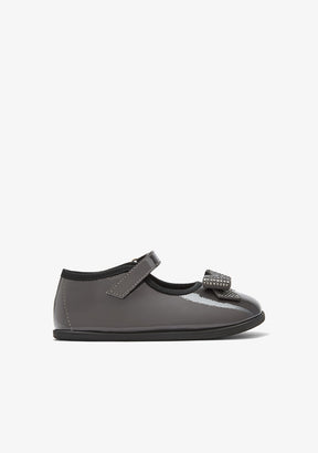 CONGUITOS ZAPATOS / MERCEDITAS Grey Metallic Barefoot Mary Janes with Bow