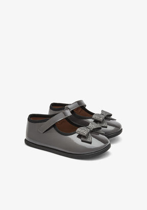 Mary Jane barefoot grigio metallizzato con fiocco