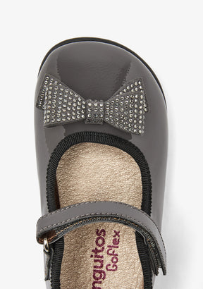 Mary Jane barefoot grigio metallizzato con fiocco