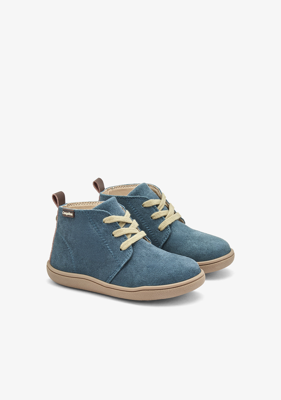 Stivaletti safari barefoot blu effetto camoscio
