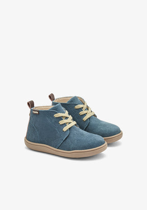 Stivaletti safari barefoot blu effetto camoscio