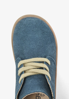 Stivaletti safari barefoot blu effetto camoscio