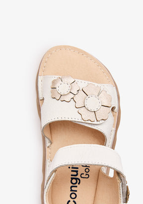 Sandali Barefoot Goflex Bianchi in Oro Fiore