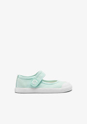 Green Canvas Barefoot Goflex Mary Janes