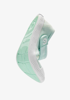 Barefoot Goflex Mary Janes aus grünem Segeltuch