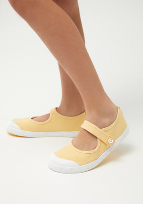 Mary Jane Goflex Barfußschuh Gelbes Canvas