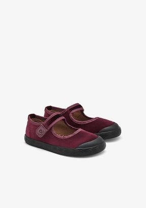 Barefoot Mary Jane Velvet Burgundy