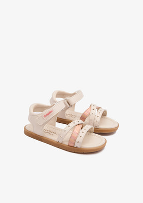 Beige Strips Hearts Barefoot Goflex Sandals