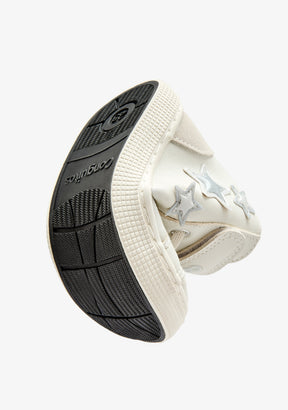 Cremefarbene Barfuß-High-Top-Sneaker mit Sternen