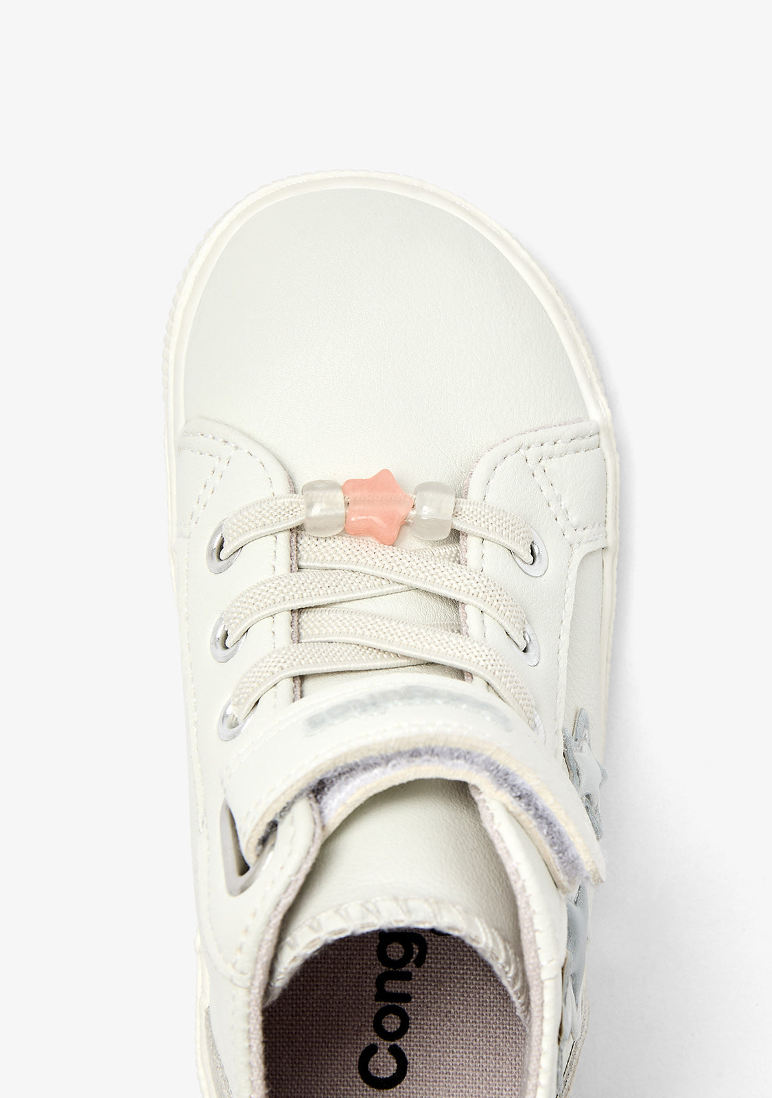 Cremefarbene Barfuß-High-Top-Sneaker mit Sternen