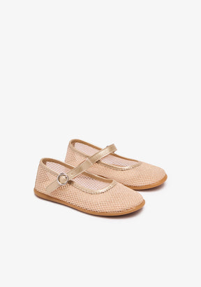 Ballerine con maglia dorata e fibbie