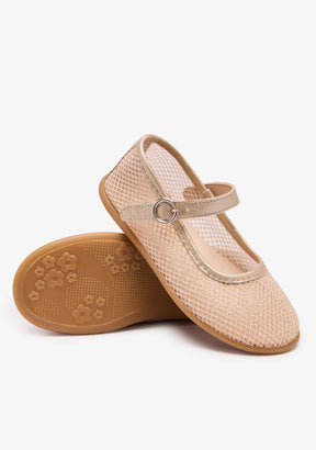 Ballerine con maglia dorata e fibbie