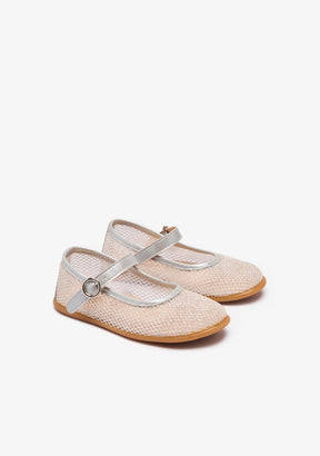 Ballerines en maille argentée et boucles