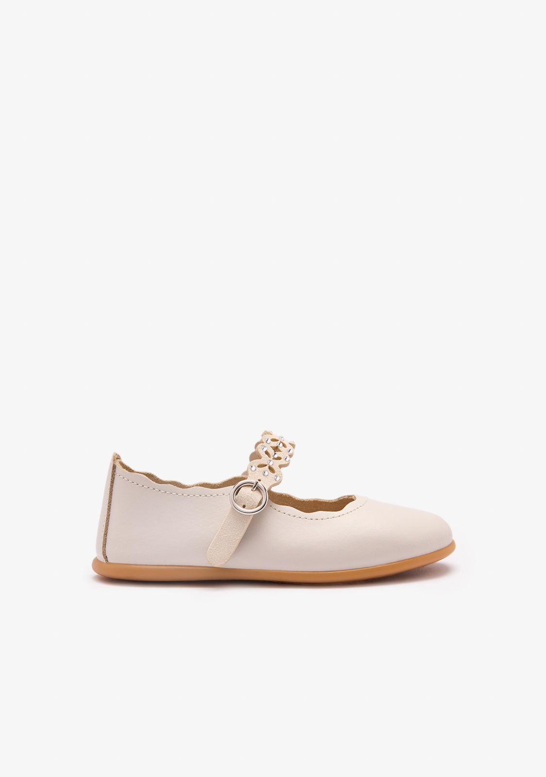 Beige Schmetterlings-Ballerinas mit Cut-out