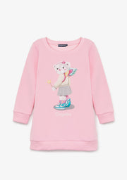 Vestido sweatshirt rosa com ursinho