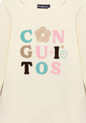 Vestido Sudadera Beige Logotipo Chenilla