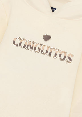 White Conguitos Hooded Sweatshirt Dress