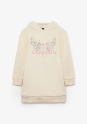 Vestido de sweatshirt com capuz bege asas Conguitos