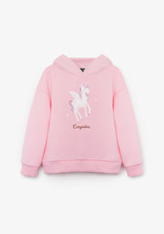 Sweat à capuche licorne rose